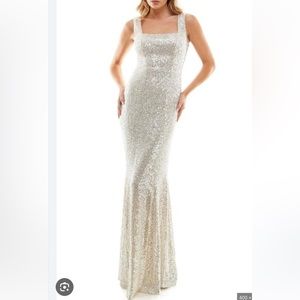 NORDSTROM square neck sparkle gown